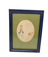 Antique Theorem Velvet Painting Art Peter Rabbit Potter Style Bunny &amp; Bi... - $1,403.04 MXN