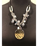 Chico’s Multi Media Glass Bead Metal Chains Pendant Necklace Silver Gold - $27.35 CAD
