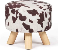 Brown Cow Homebeez Round Ottoman Stool With Velvet Foot Rest And Non-Skid Legs. - £41.05 GBP