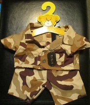 Build A Bear Brown Camo Outfit With Dog Tag On Hanger - £8.55 GBP