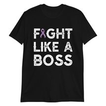Fight Like a Boss Pancreatic Cancer Awareness Purple Ribbon T-Shirt - £15.59 GBP+