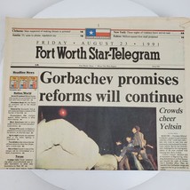 Vintage 1991 Fort Worth Star Telegram Gorbachev Promises Reforms August 23 - £19.82 GBP