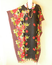 KD290 Batik Floral Kaftan Plus Size Caftan Kaftan Tunic Hippy Dress up to 5X - £23.90 GBP