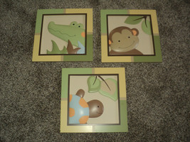 Set of 3 Papagayo by Lambs &amp; Ivy Pictures Alligator, Turtle and Monkey - £25.45 GBP