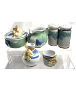 Indigenous Potteries Barbados Table Set Creamer Sugar Salt &amp; Pepper In T... - £26.21 GBP