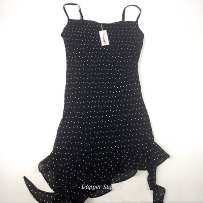 Jessica Simpson Medium Black &amp; White Polka Dot Mini Dress With Ruffle New - $38.51