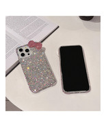 Elegant 3D Red Bow Silver Rhinestone Shockproof Phone Case for iPhone 16 13 - $12.78