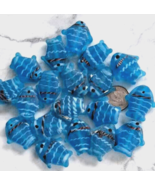 Aqua Frosted Glass Lampwork Striped Fish Beads (10) - $55.70 MXN