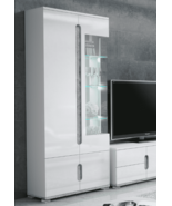 White High Gloss And Grey 1 Glass Door Display Cabinet - £393.55 GBP