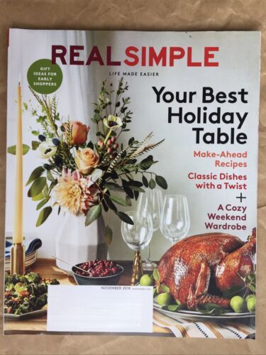 Primary image for REAL SIMPLE Magazine NOVEMBER 2018 New SHIP FREE Best THANKSGIVING Holiday Table