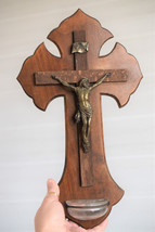 ⭐ antique French crucifix ,holy water font ⭐ - $48.51