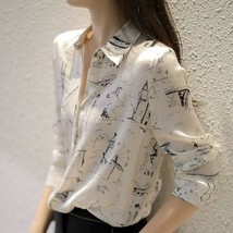Bottoming shirt elegant printed long sleeve chiffon blouse women women blouse chemisier thumb200