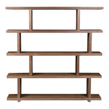 63" Natural and Brown Wood Five Tier Bookcase - $25,489.23 MXN