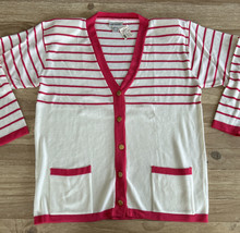 Vintage Neil Martin Cardigan Sweater Ivory Pink Acrylic NEW Large 80/90s - £35.89 GBP