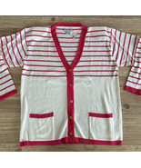 Vintage Neil Martin Cardigan Sweater Ivory Pink Acrylic NEW Large 80/90s - £37.75 GBP