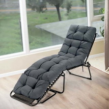 Lounge Chaise Cushion Outdoor with String Ties for Garden Poolside-Gray - £87.14 GBP