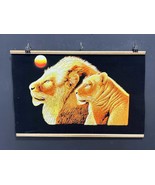 Stunning Hand-Painted Black Velvet Artwork , Lion family  Illustration, ... - $1,825.93 MXN