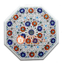 24&quot; Marble Top Coffee Center Table Top Multi Inlay Floral Stunning Design H027 - £1,334.95 GBP