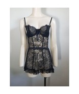 Victoria&#39;s Secret Black Lace 1PC Corset Bra Skirt See Through Maid Costu... - $1,895.93 MXN