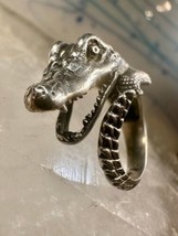 Alligator ring leaves size 5 Crocodile reptile sterling silver women - £69.63 GBP