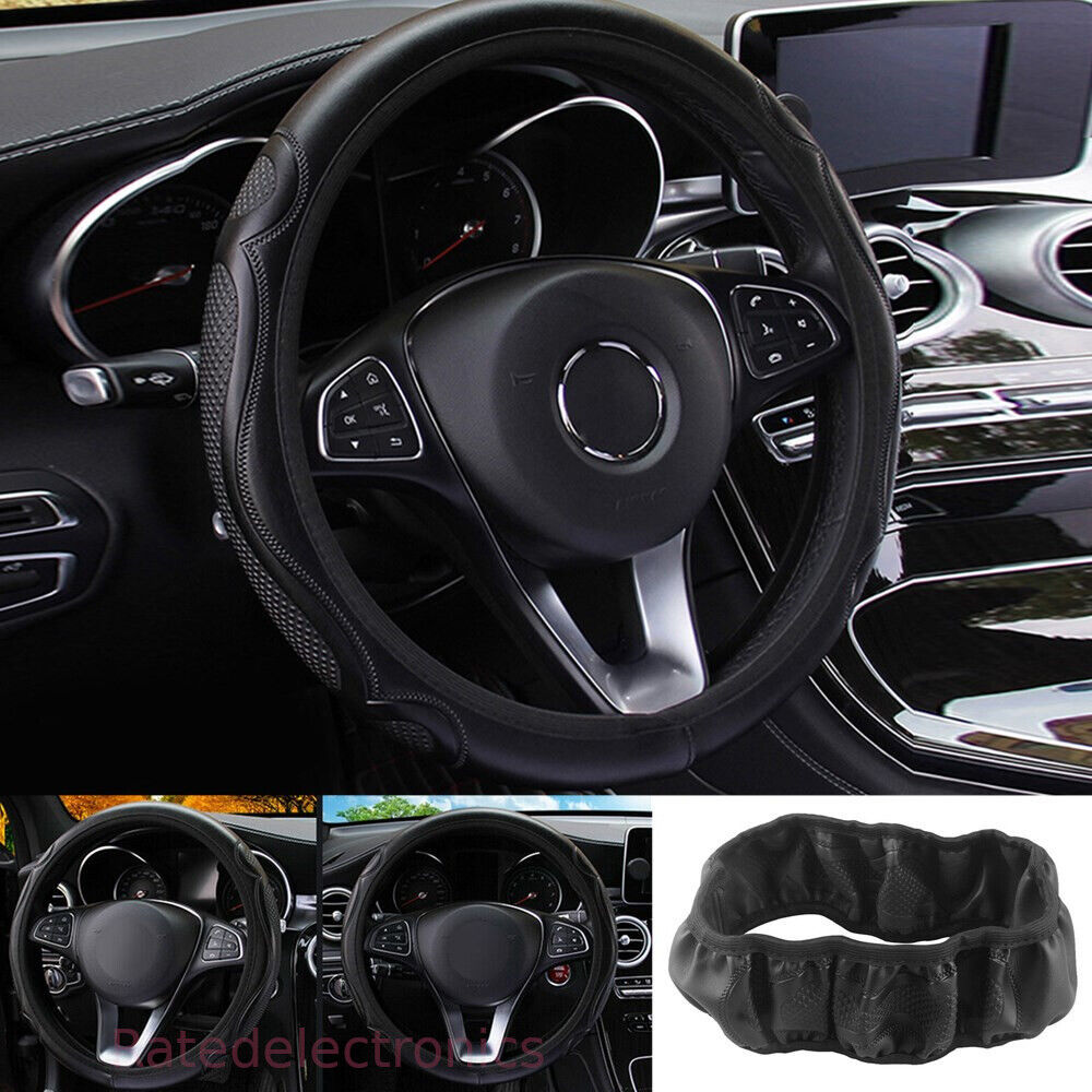 Universal Car Accessories Steering Wheel Cover Black Leather Anti-slip G... - $11.99