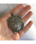 Baby Turtle Necklace Magnifying Glass 30in Silver Tone Baby Sea Creature... - $20.79