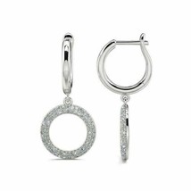 3Ct Round Diamond Circle Created Drop &amp; Dangle Earrings 14K White Gold Plated - £79.12 GBP