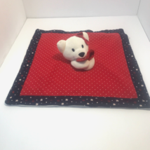Lovey Gymboree Bear Red Blue White Polka Dot Security Blanket - $12.86
