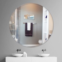 Jenbely 24 Inch Round Frameless Wall Mirror, Large Circle Vanity, Living Rooms - £62.14 GBP