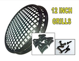 Speaker Grills 2 Pieces 12&quot; Inch Grill Waffle Sub Woofer Clips And Screw - £29.08 GBP