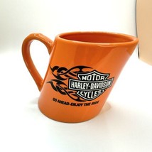 Harley Davidson Slanted Orange Coffee Mug 2007 &quot;Enjoy The Ride&quot; Cup Moto... - $15.88