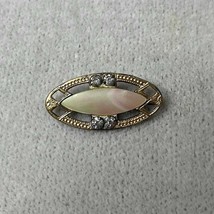 Vintage Edwardian Art Deco Mother of Pearl and Glass Stones Gold Tone Pin - $14.00