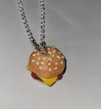 Cheeseburger Necklace Silver Charm Cheese Bun Food - £7.19 GBP