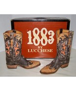LUCCHESE 1883 HANDMADE DISTRESSED FINISH COWGIRL BOOTS-BLACK+ RED-ORANGE... - €64,26 EUR