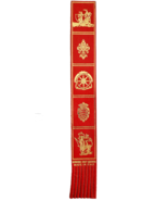 1950-60s Genuine Calf Leather Bookmark Made In Italy Red Gold Fringed E5 - $19.99
