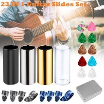 23In1 Guitar Slide Set Thumb Finger Picks Glass Stainless Steel Slides B... - $31.99