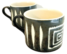 Mikasa Potters Craft Firesong Cups Mugs SET of 2 Blue/Gray 2.75&quot;H HP300 Japan - £12.91 GBP