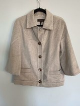 Escada Taupe Cashmere Blend Jeweled Button Up Blazer Jacket Coat Size 38... - £105.05 GBP