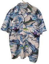 High Seas Trading 2XL Button Down Shirt Sail Fish Sword Fish Ocean Water White  - £19.00 GBP