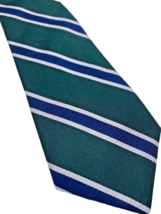 Brittany House London Tie Green Blue Silver Stripe Leys Century Store Vt... - $29.70