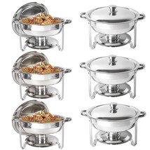 Chafing Dish Buffet Set Of 6 Pack, 5Qt Round Stainless Steel Chafer For ... - $322.99