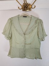 Sage Green Semi Sheer Blouse by Chocolate USA Young Adult Size L - £5.42 GBP