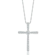 0.30CT Coupe Ronde Véritable Moissanite Croix Collier En 14K Plaqué or Blanc - £64.69 GBP