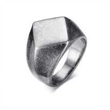 Vnox Oxidized Chunky Ring for Men Vintage Retro Stainless Steel Flat Top Punk Fr - £8.63 GBP