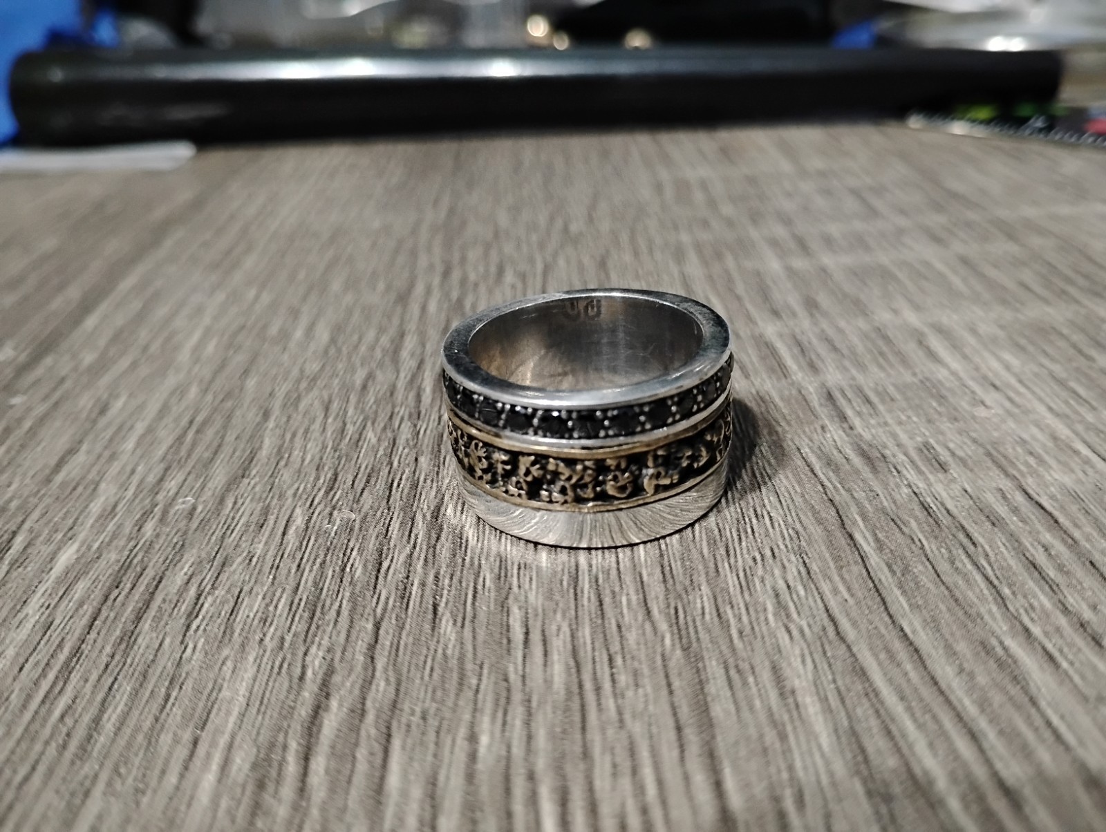 925 Sterling Silver Skull Black Zircon 15mm Wide Ring Band Sz 12 Free Shipping Item image 5
