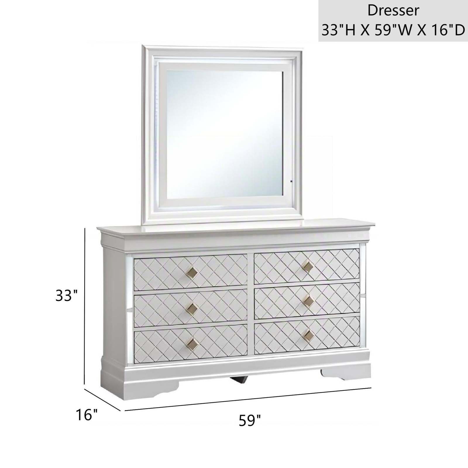 Verona G6735-D Pearl White Dresser w/ Gold Crystal Accents Item image 3