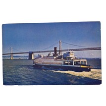 Postcard Ferry Boat And Bay Bridge San Francisco California Chrome Unposted - $6.92