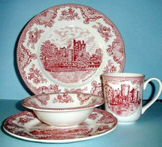 Johnson Brothers Old Britain Castle Pink 4PC Set Dinner-Salad-Bowl-Mug New NoBox - £43.42 GBP