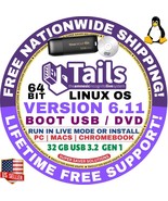 TAILS 6.11 LINUX OS Bootable USB/DVD Drive, 64-Bit, Works on Mac &amp; Windo... - $205.59 MXN