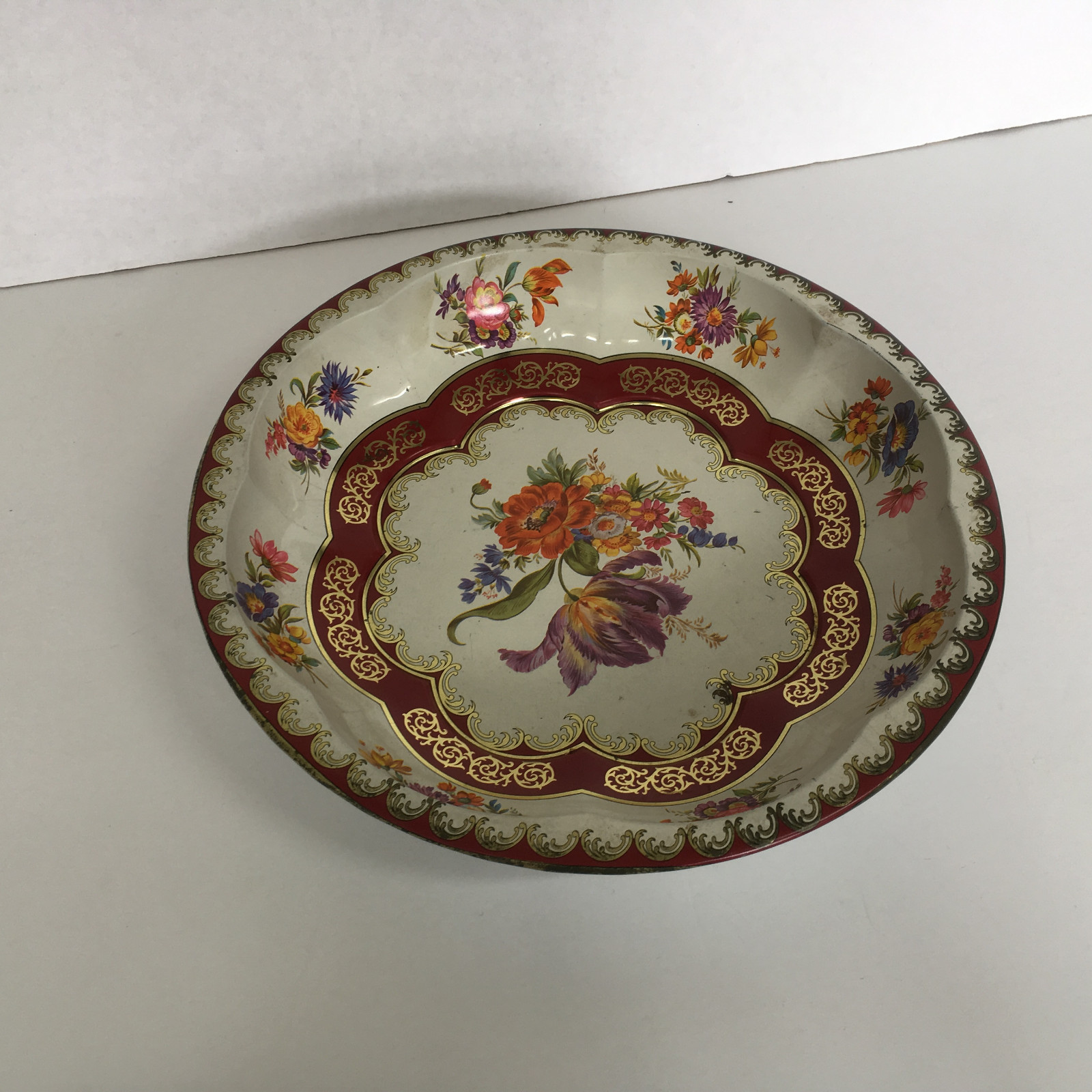 1971 Daher decorated ware floral pattern metal bowl vintage centerpiece decor Item image 7